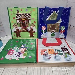 Set of 4 Lock-N-Lock   Holiday Reusable Gift Gingerbread And Snowman